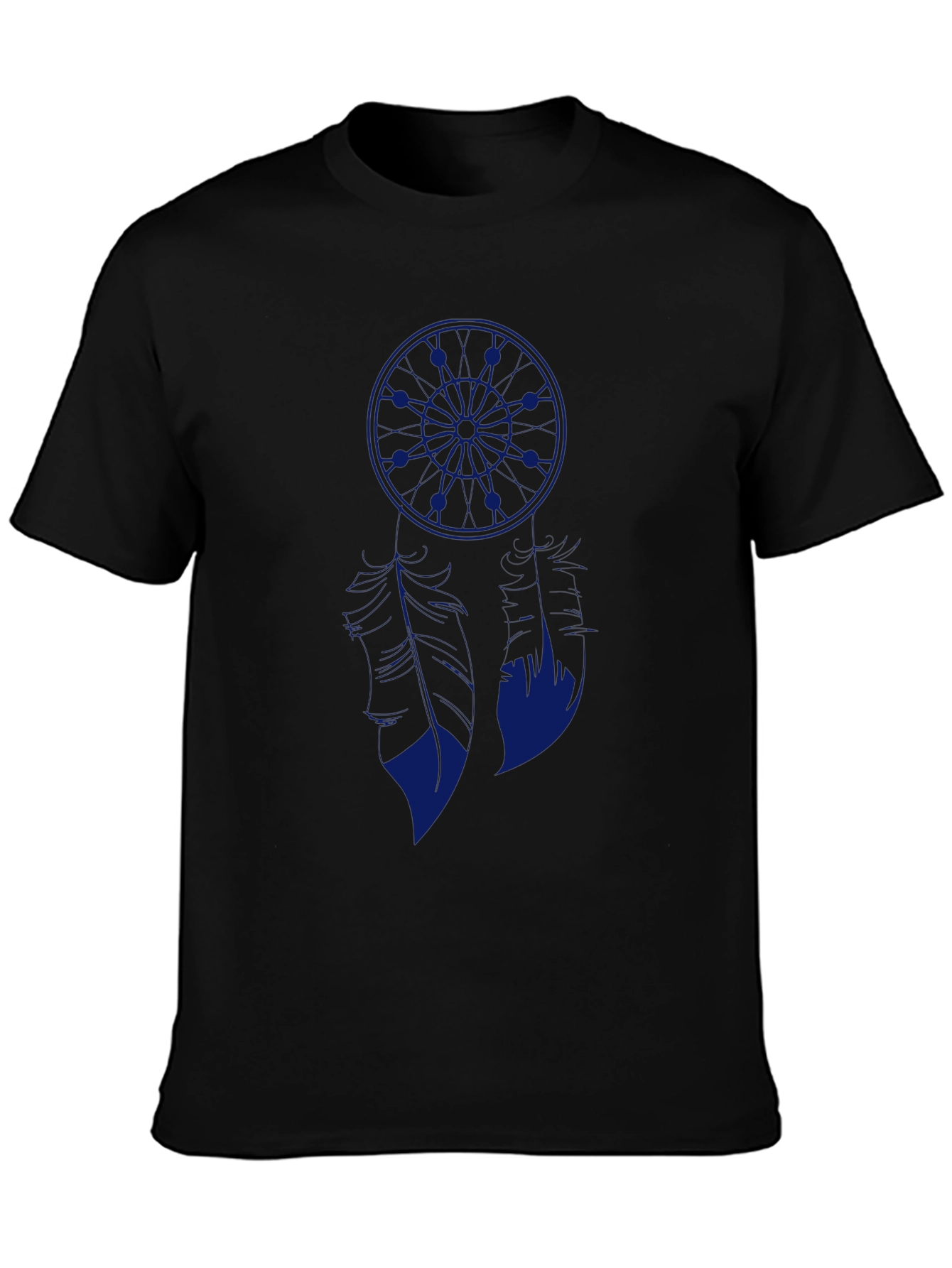 Blue Anime Graphic Print Black T-Shirt