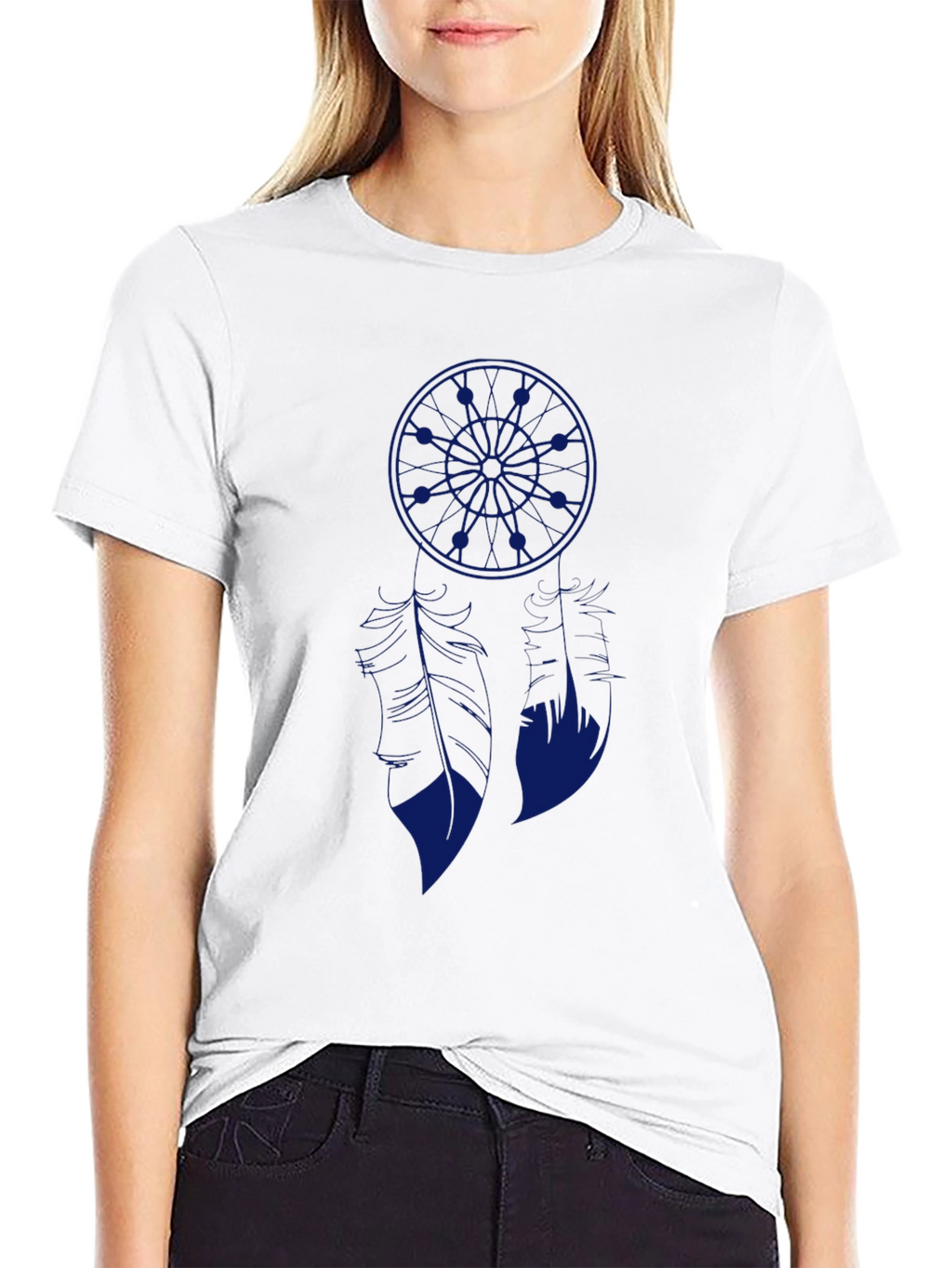 Blue Anime Graphic Print Black T-Shirt