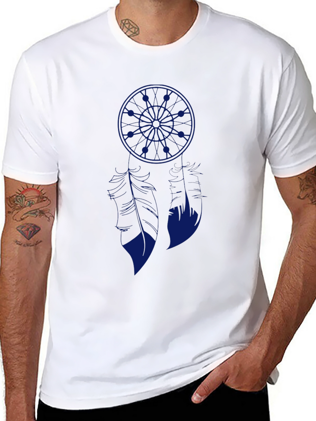 Blue Anime Graphic Print Black T-Shirt