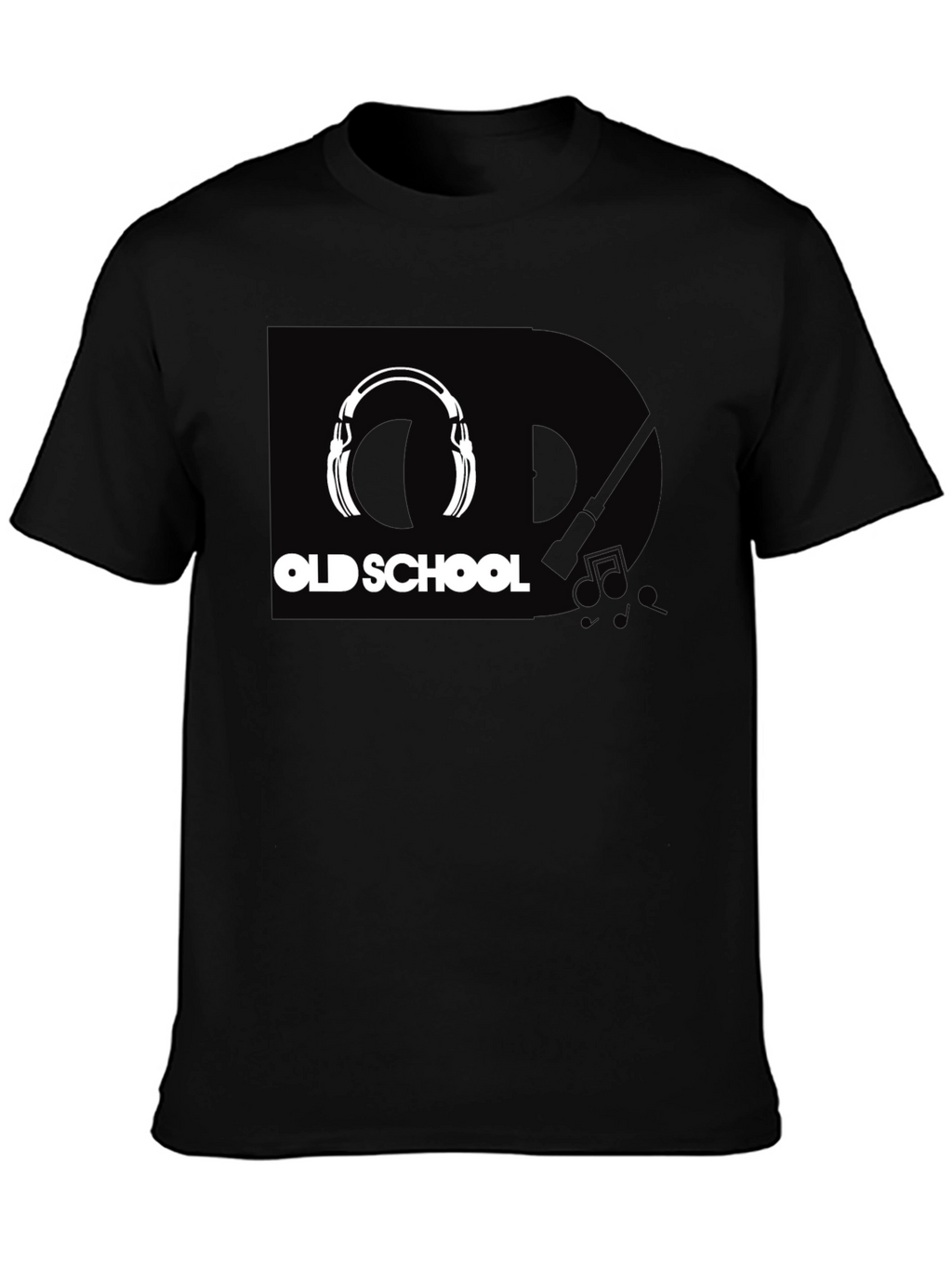 Old School Headphones Graphic Tee - Black Cotton T-Shirt