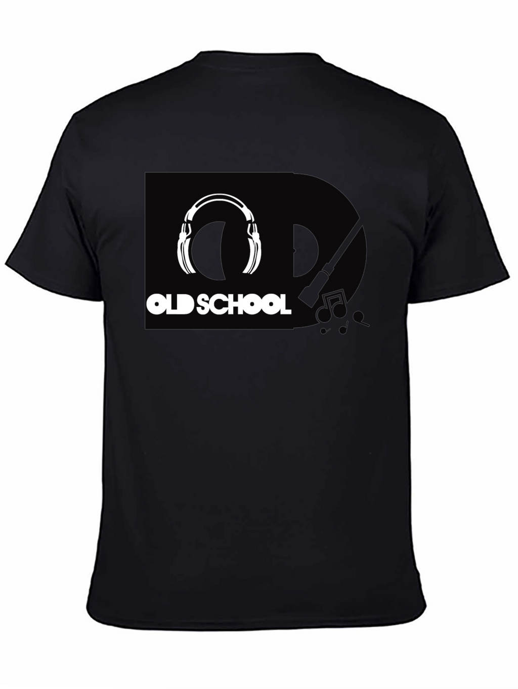 Old School Headphones Graphic Tee - Black Cotton T-Shirt