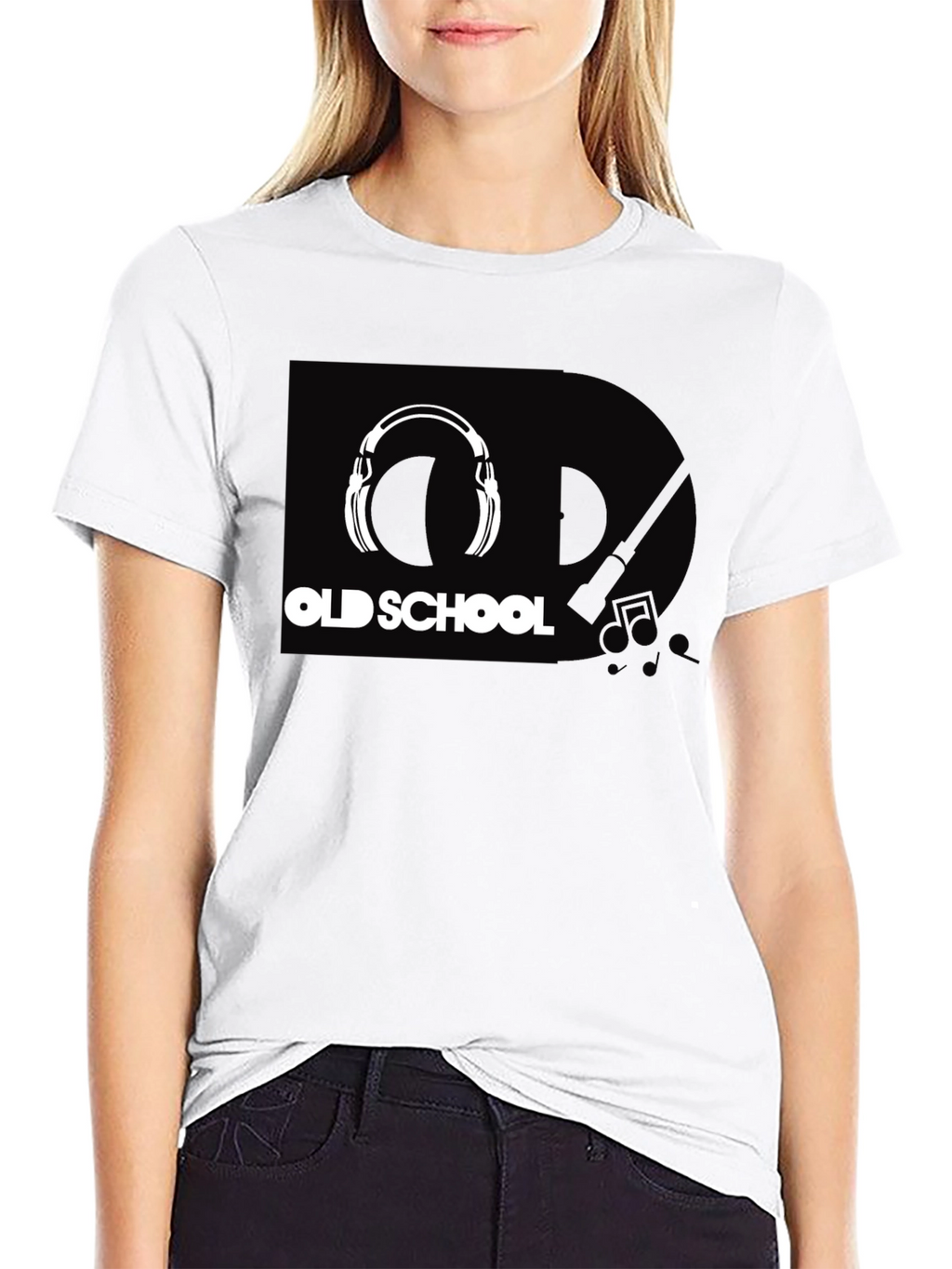 Old School Headphones Graphic Tee - Black Cotton T-Shirt