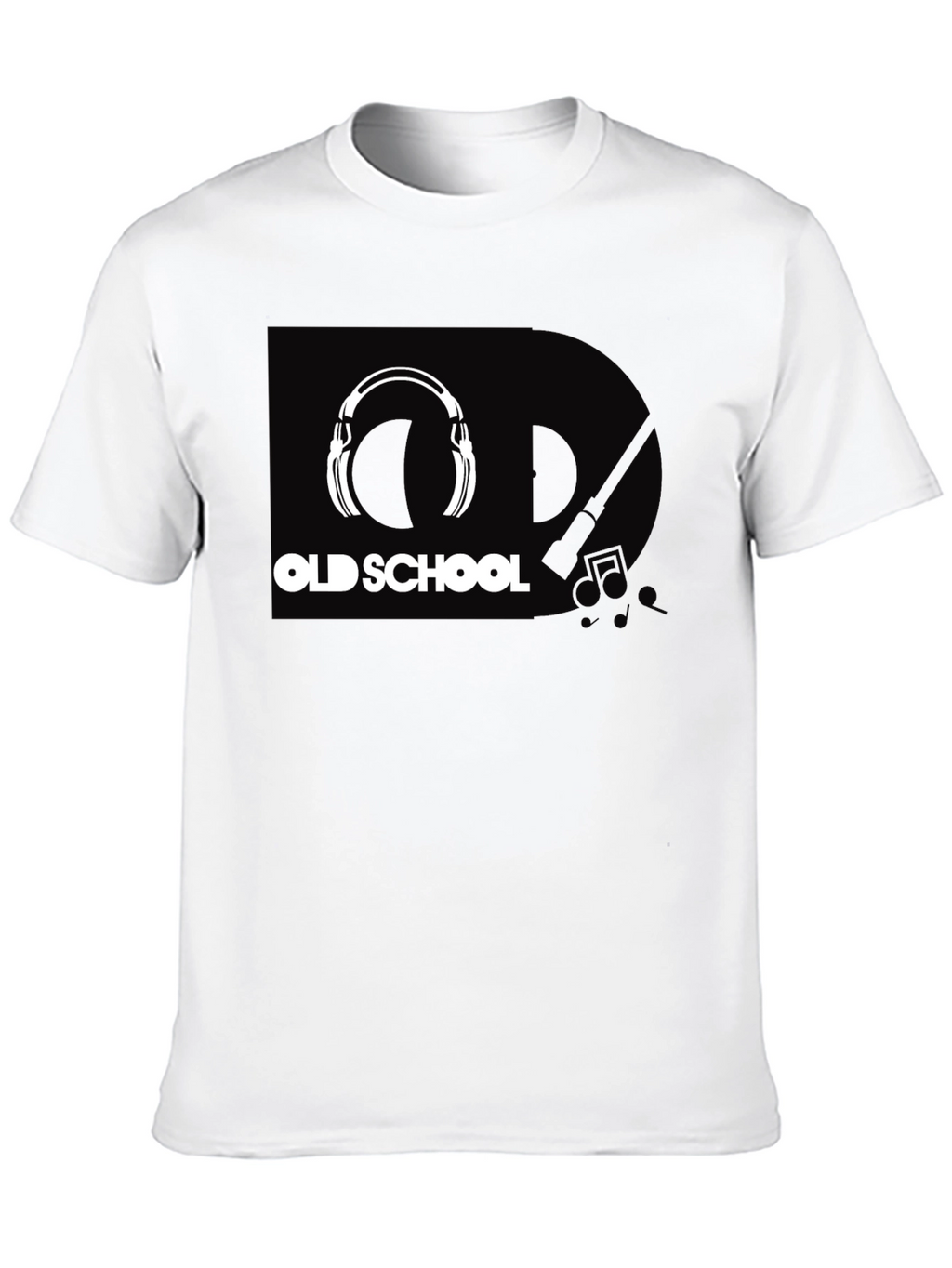 Old School Headphones Graphic Tee - Black Cotton T-Shirt