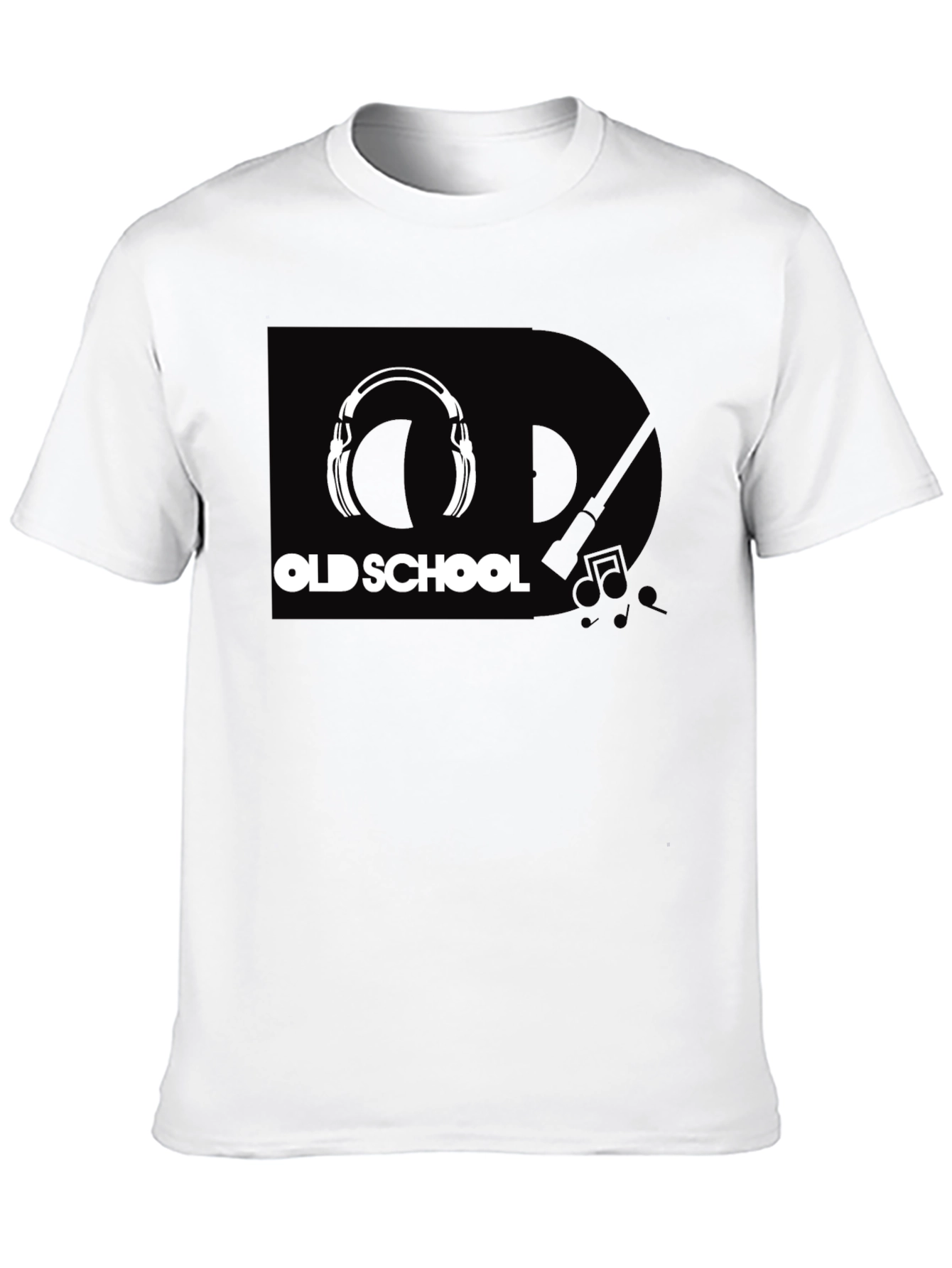 Old School Headphones Graphic Tee - Black Cotton T-Shirt