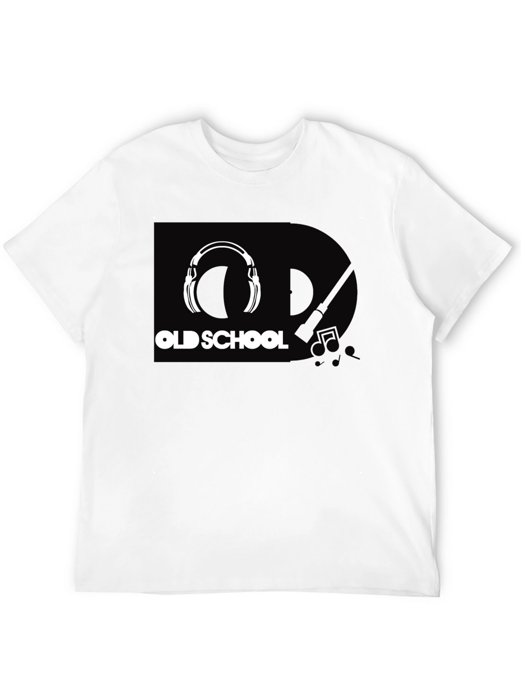 Old School Headphones Graphic Tee - Black Cotton T-Shirt