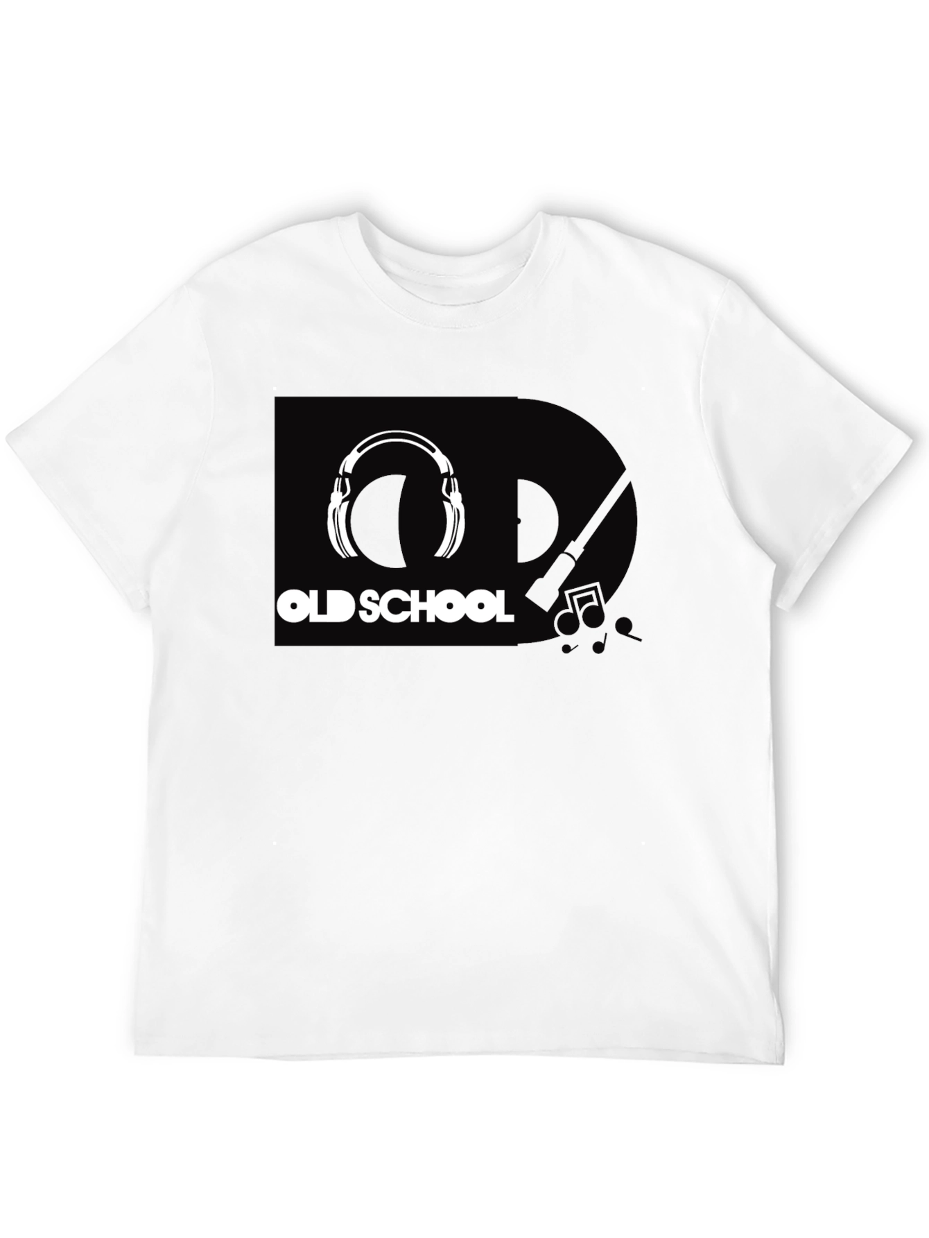Old School Headphones Graphic Tee - Black Cotton T-Shirt