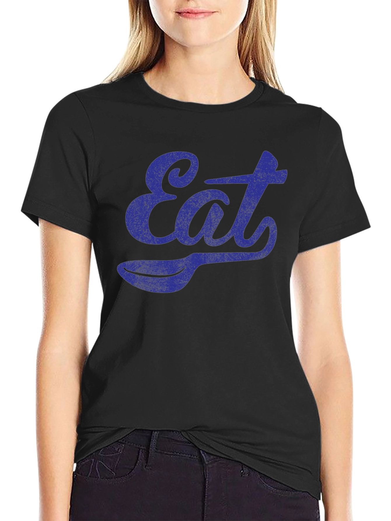 Eat Spoon Graphic T-Shirt - Casual Short Sleeve Tee