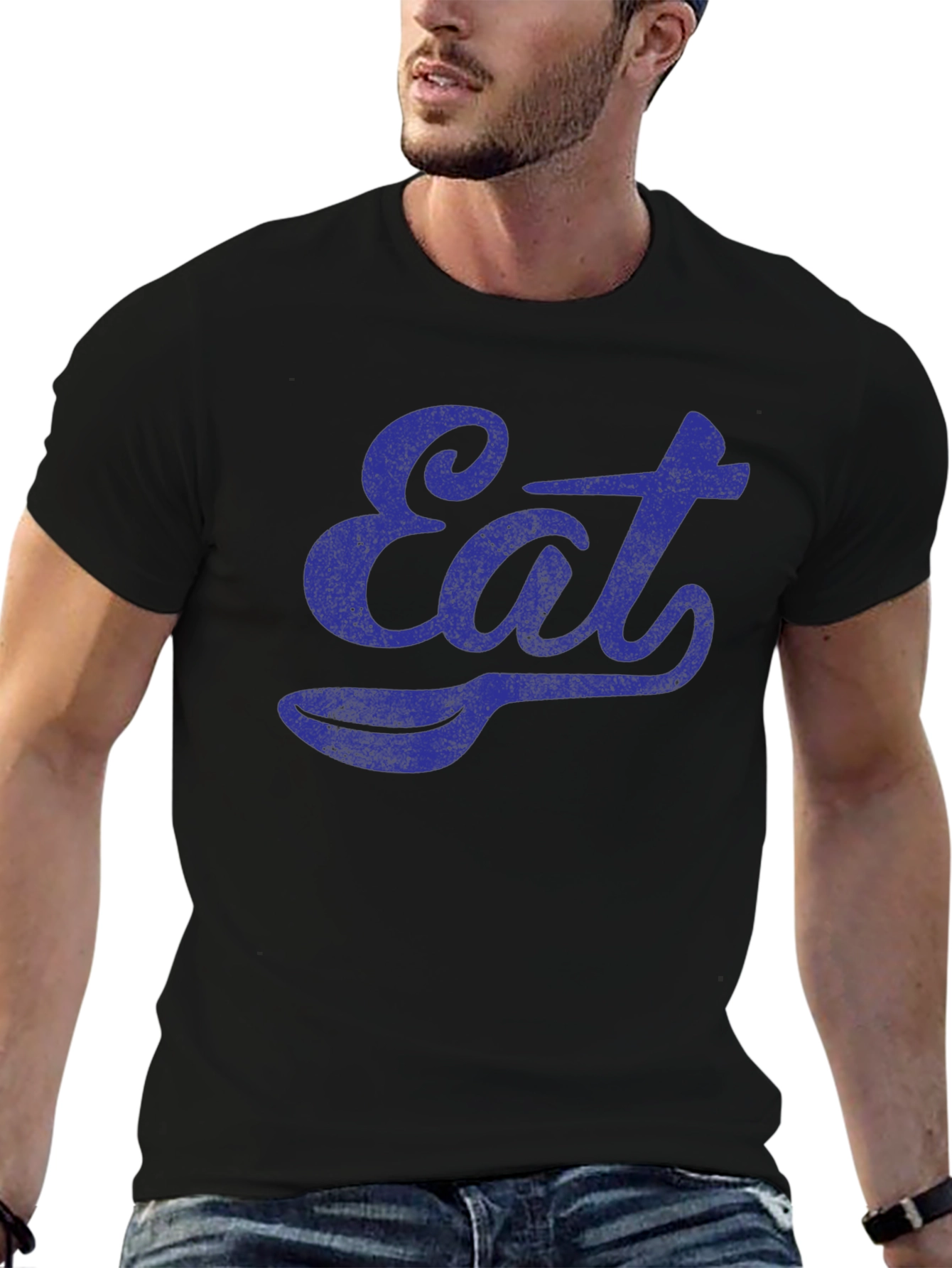 Eat Spoon Graphic T-Shirt - Casual Short Sleeve Tee