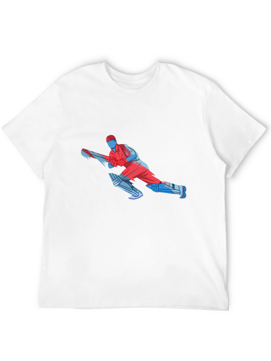 Cricket Player Graphic Tee - Black Cotton