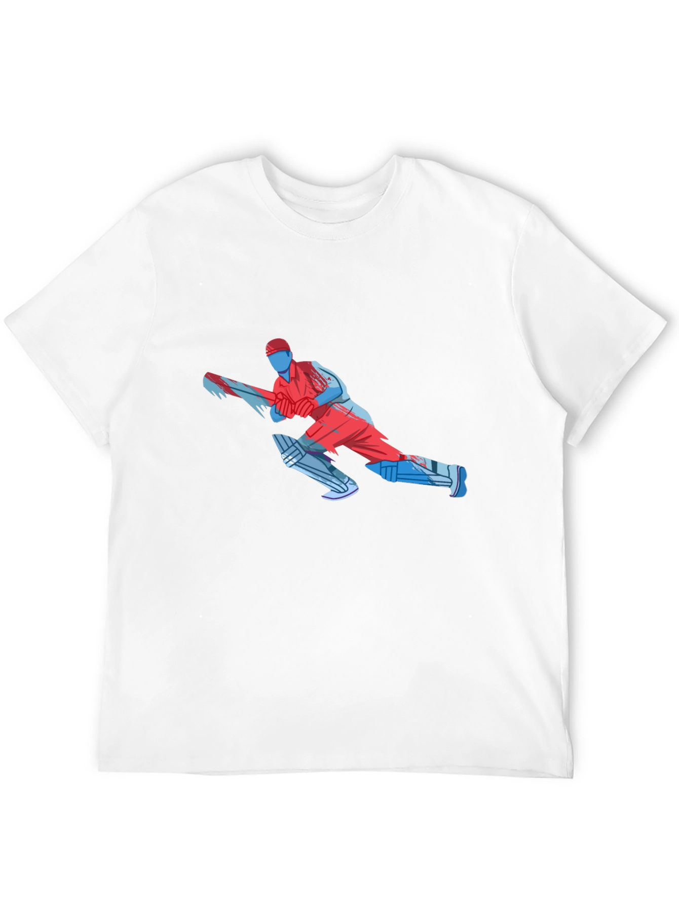 Cricket Player Graphic Tee - Black Cotton