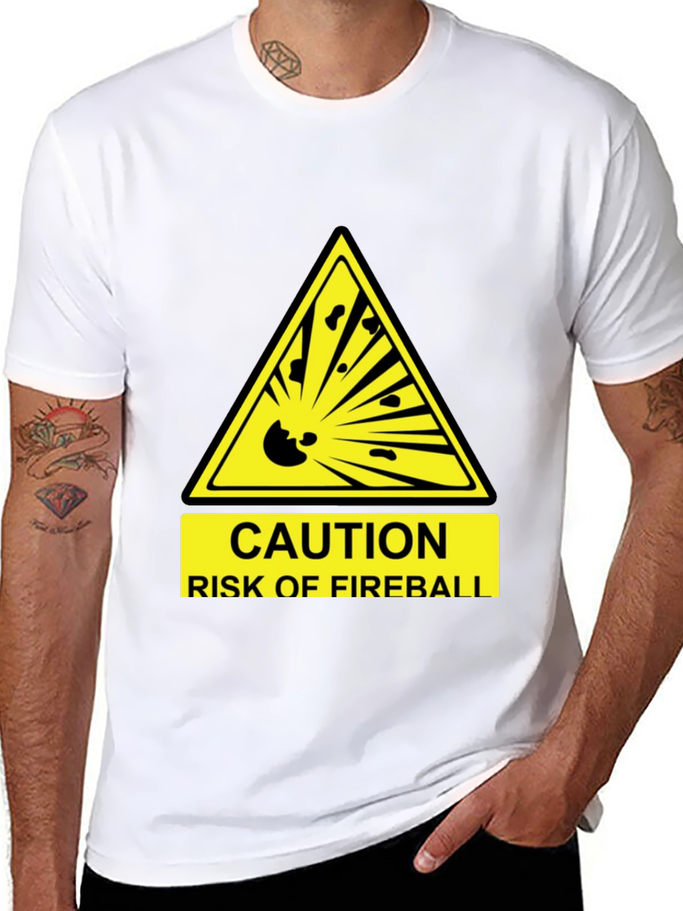 Caution Fireball T-Shirt - Funny Hazard Tee