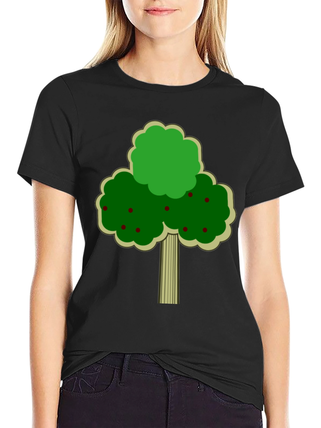 Fruit Tree Graphic Tee - Black Cotton T-Shirt