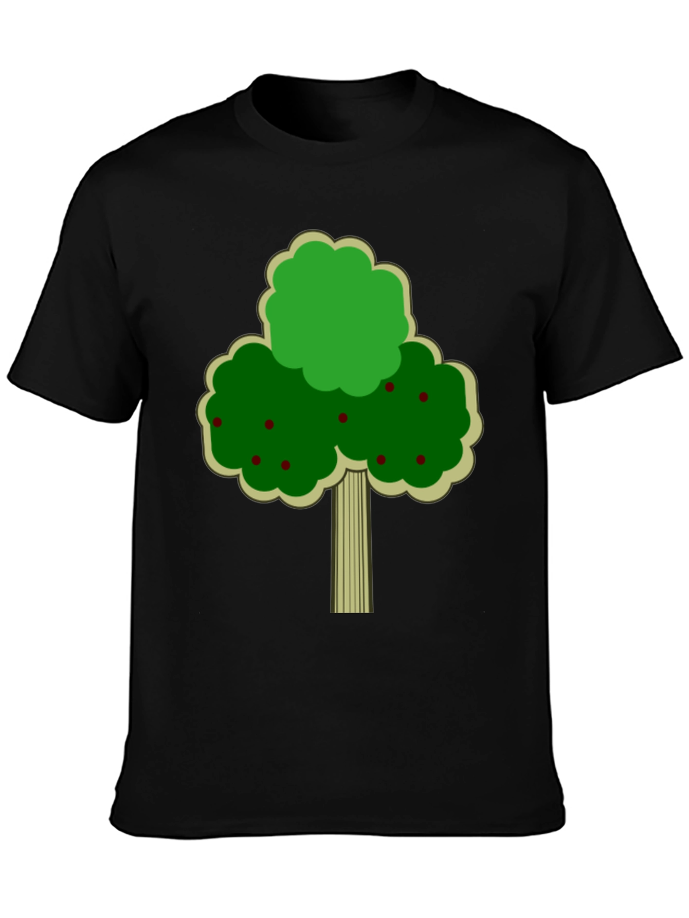 Fruit Tree Graphic Tee - Black Cotton T-Shirt