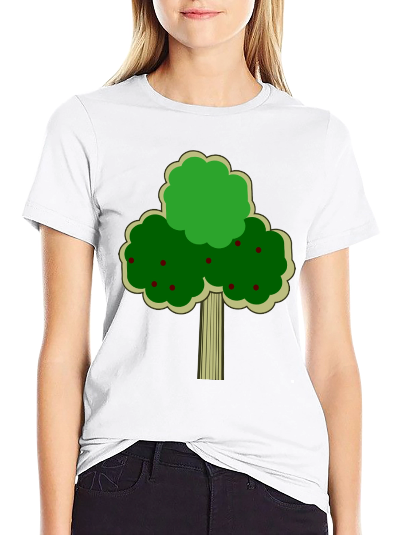 Fruit Tree Graphic Tee - Black Cotton T-Shirt