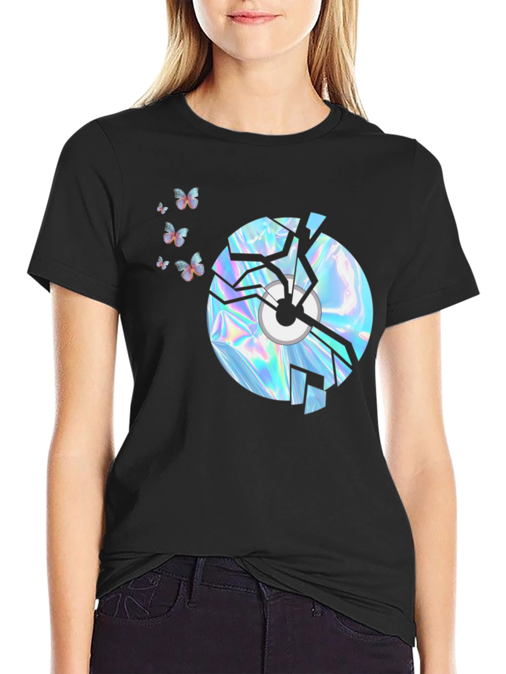 Broken CD Graphic T-Shirt - Black