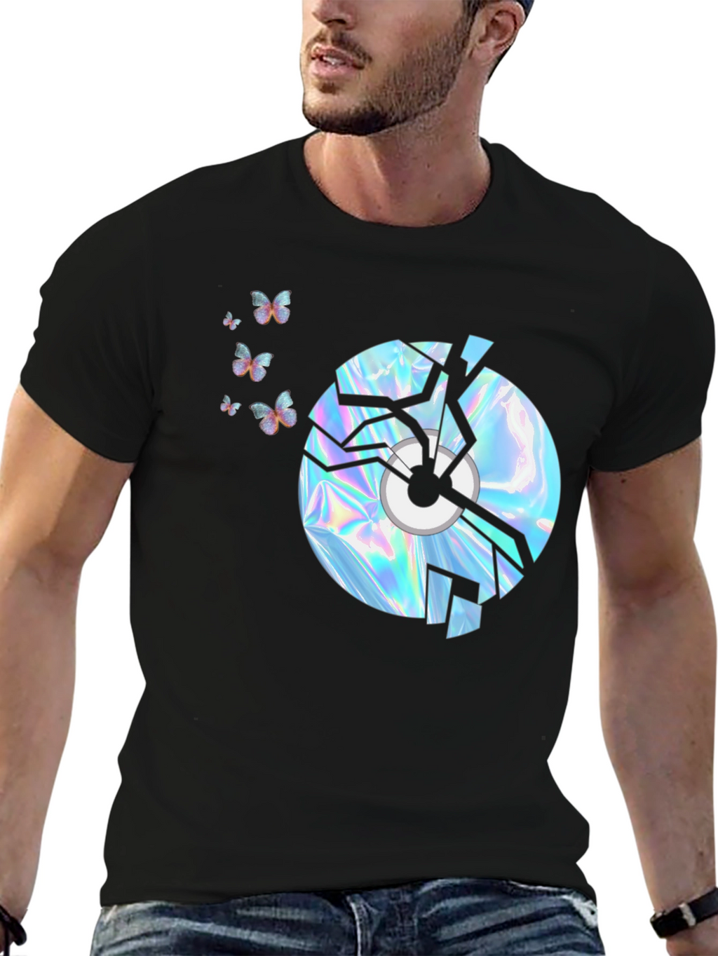 Broken CD Graphic T-Shirt - Black