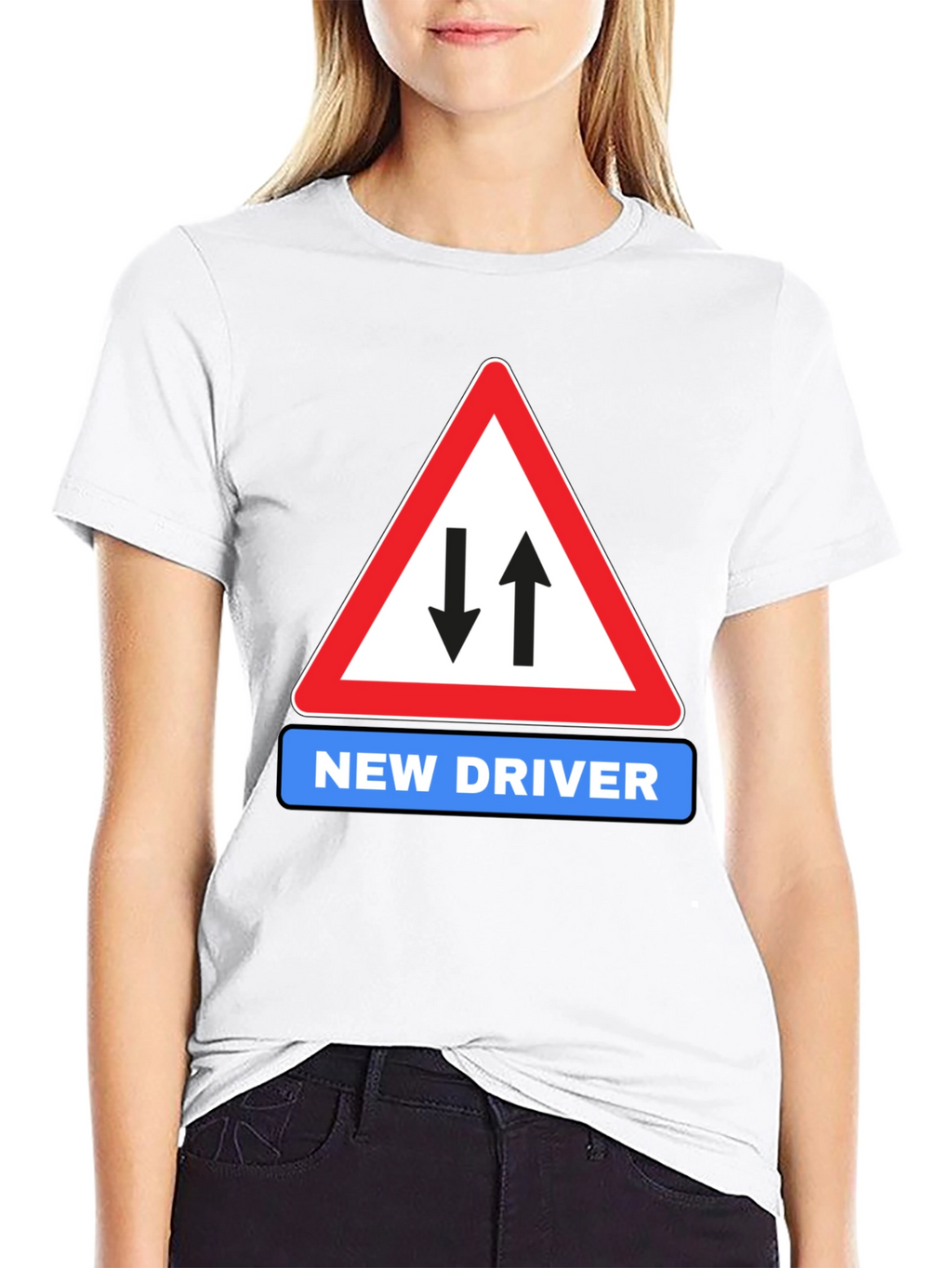 New Driver Road Sign Black T-Shirt