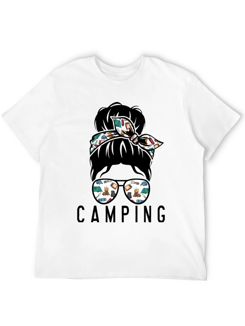Camping Messy Bun T-Shirt - Adventure Ready Style