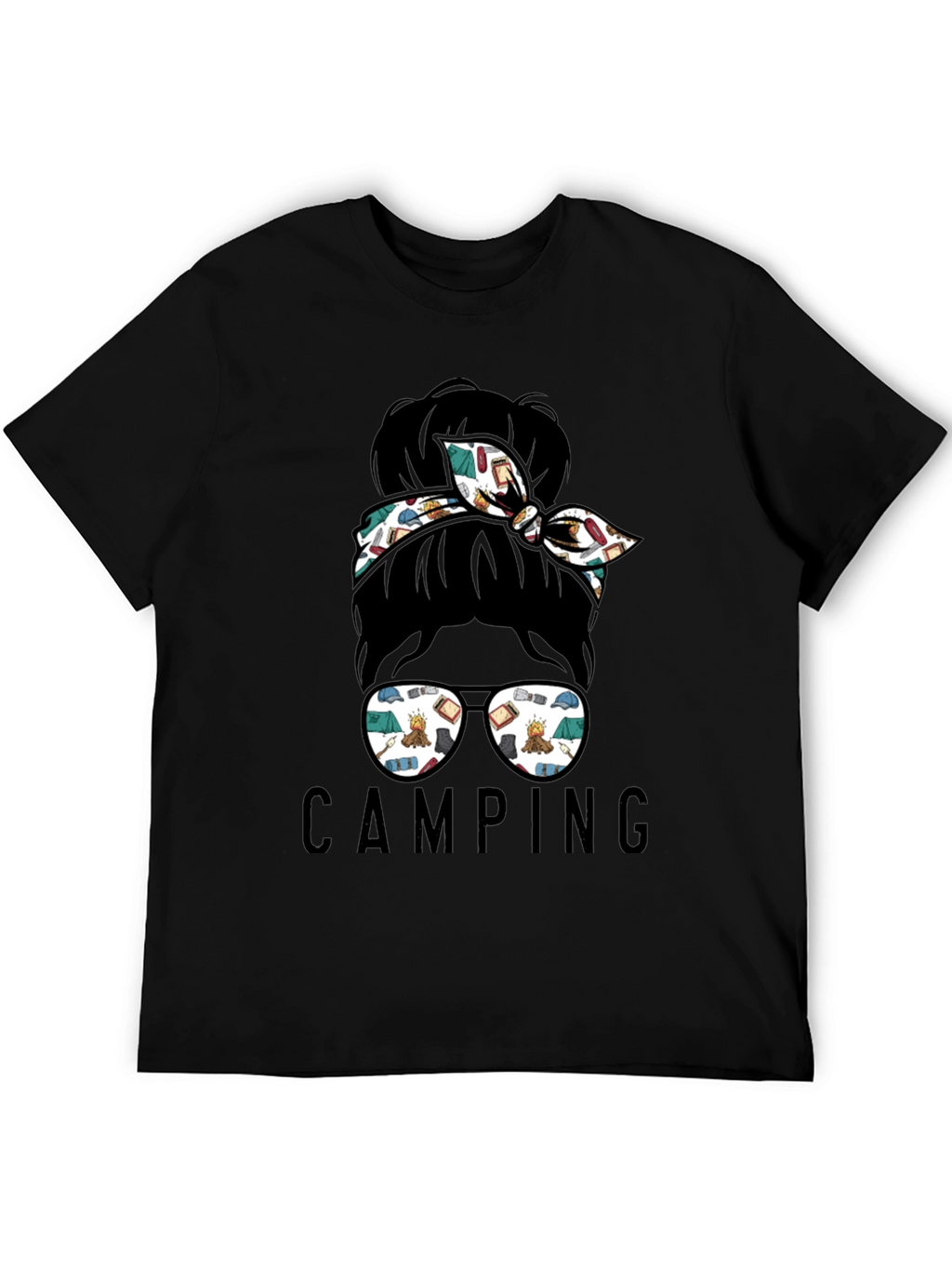 Camping Messy Bun T-Shirt - Adventure Ready Style