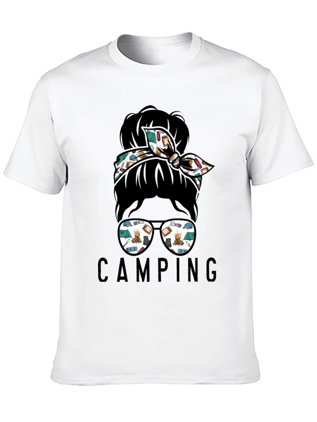 Camping Messy Bun T-Shirt - Adventure Ready Style