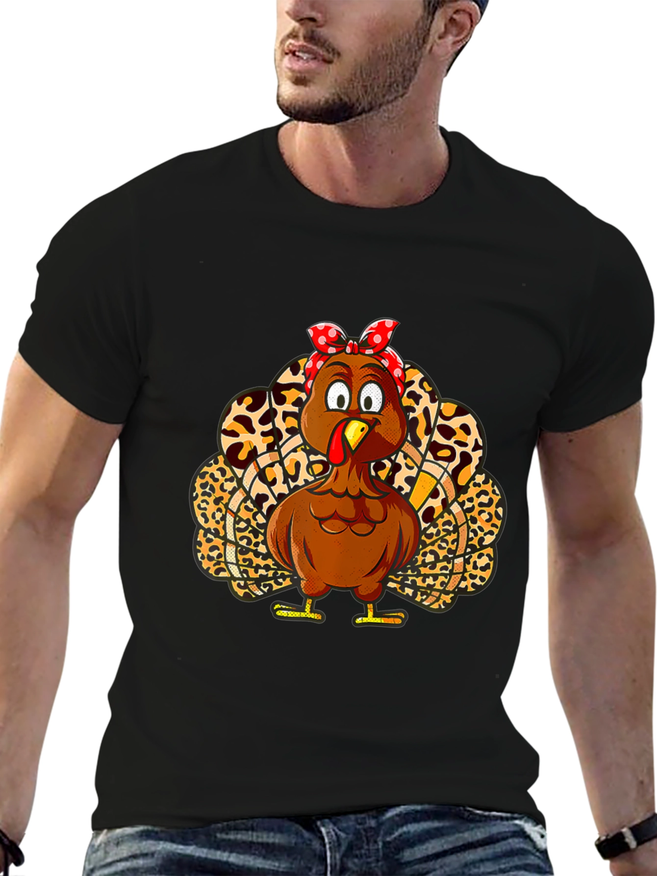 Turkey Bandana Animal Print Thanksgiving T-Shirt