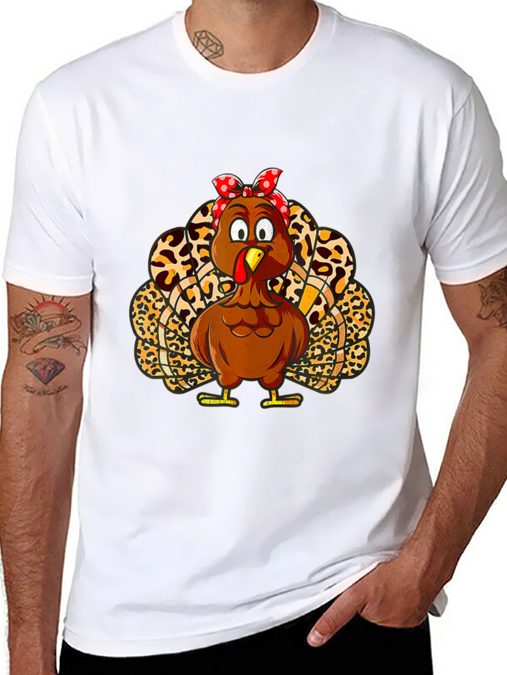 Turkey Bandana Animal Print Thanksgiving T-Shirt