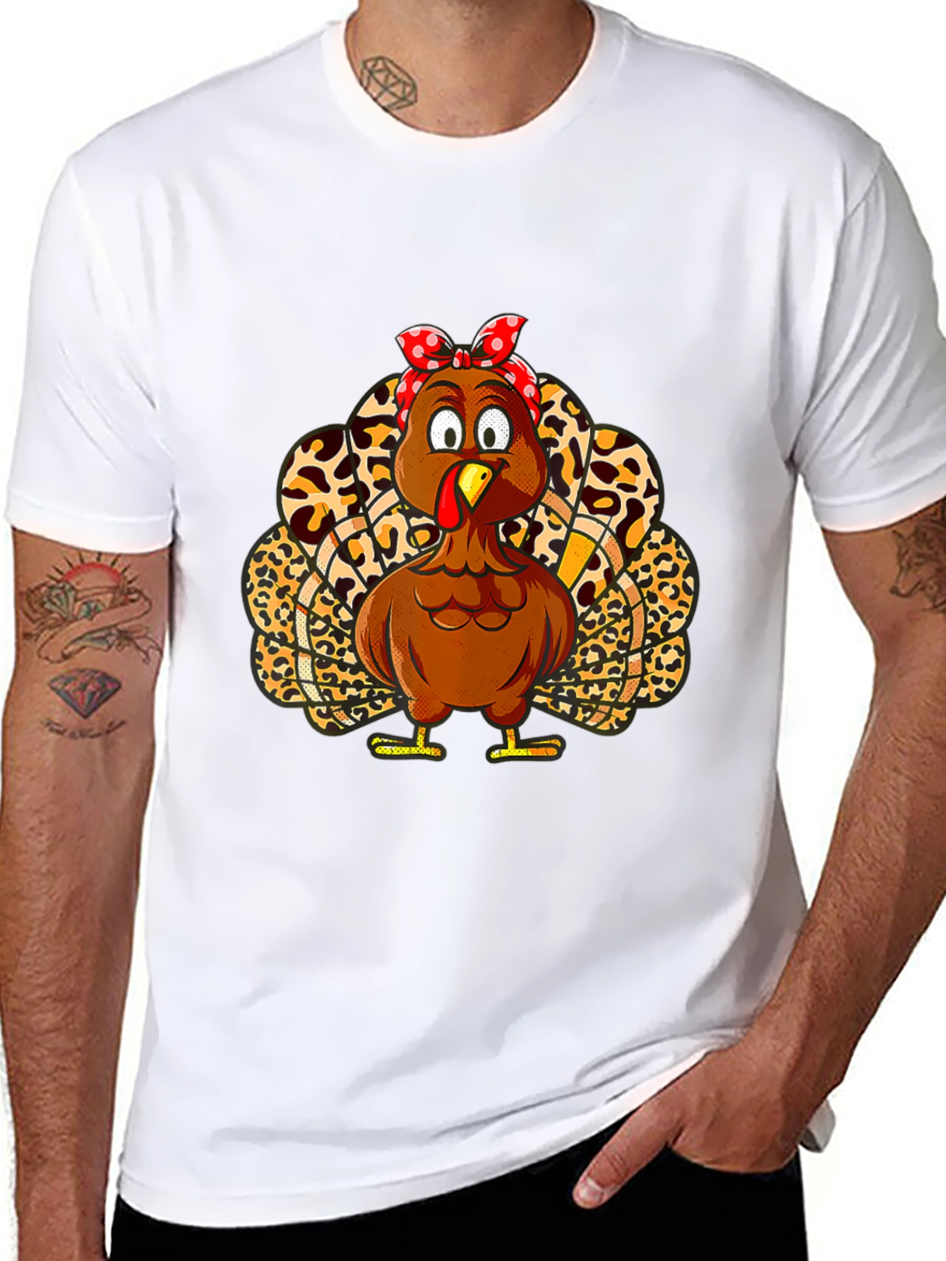 Turkey Bandana Animal Print Thanksgiving T-Shirt