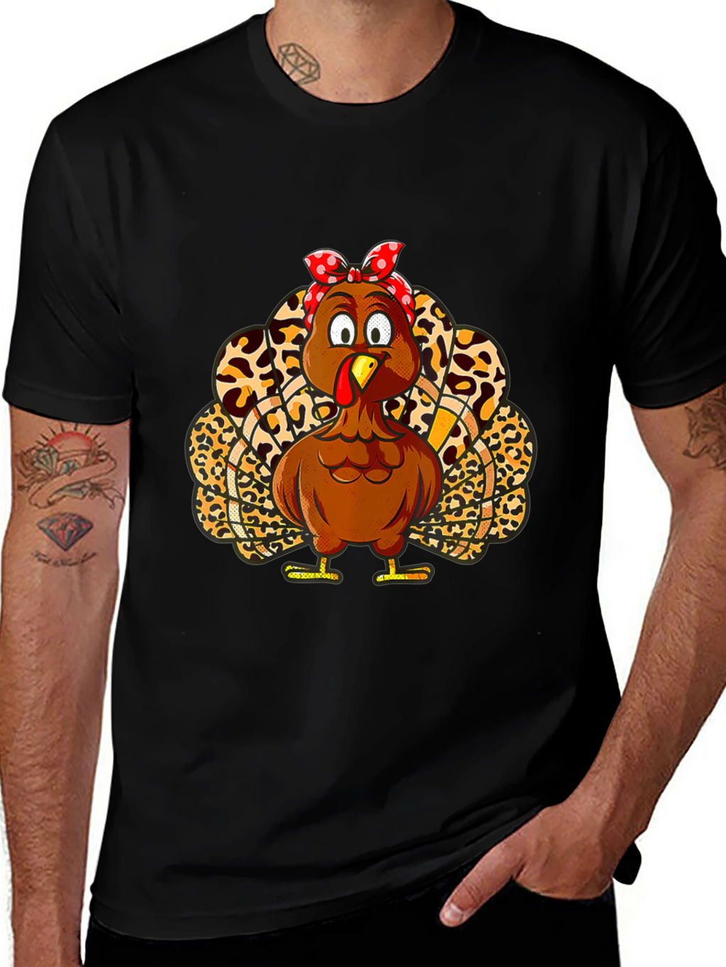 Turkey Bandana Animal Print Thanksgiving T-Shirt