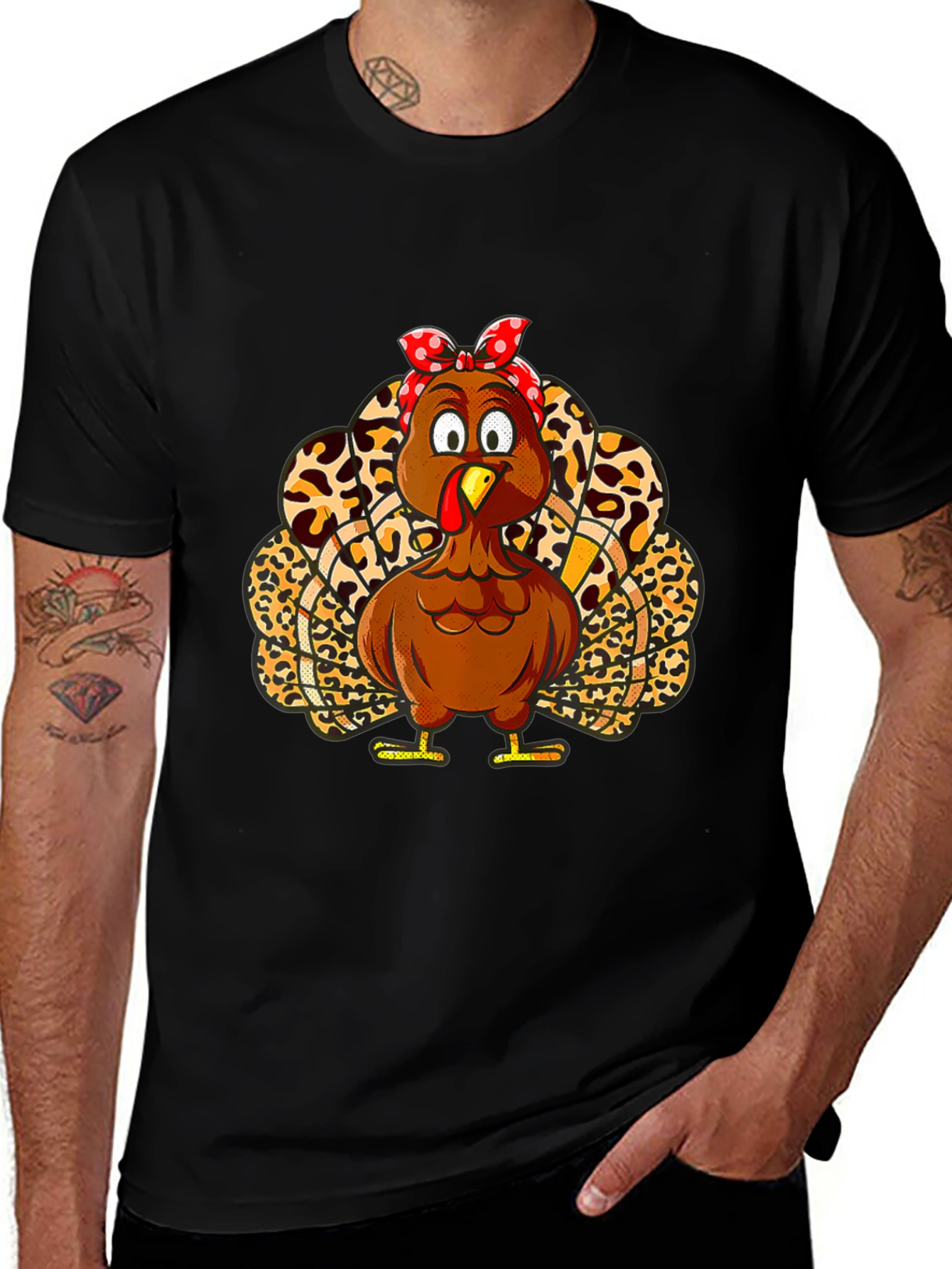 Turkey Bandana Animal Print Thanksgiving T-Shirt