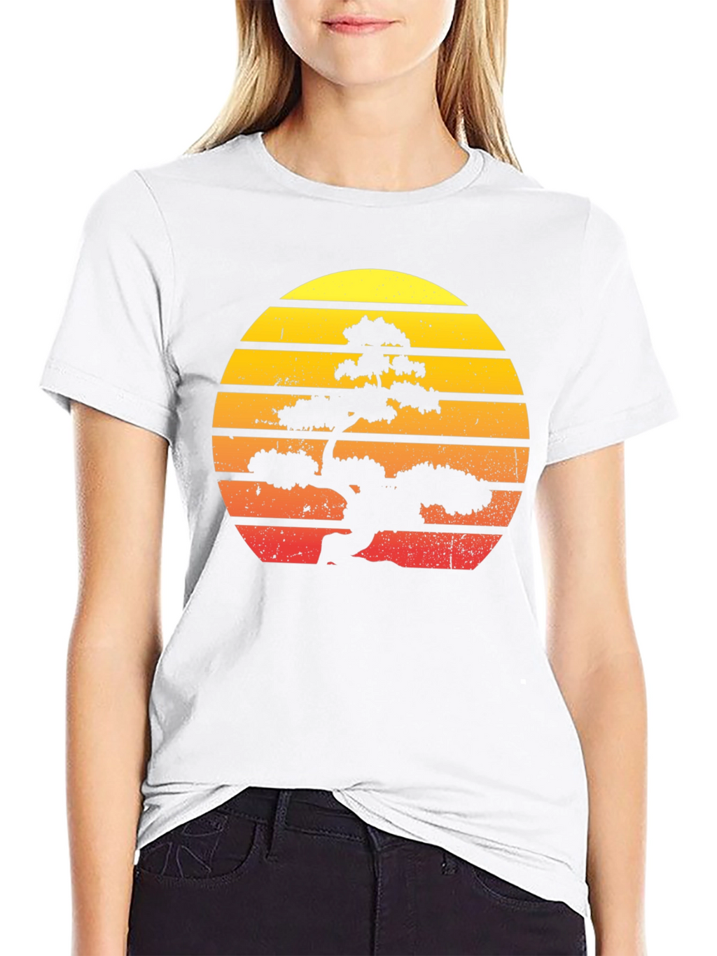 Bonsai Sunset Graphic Tee - Retro Style