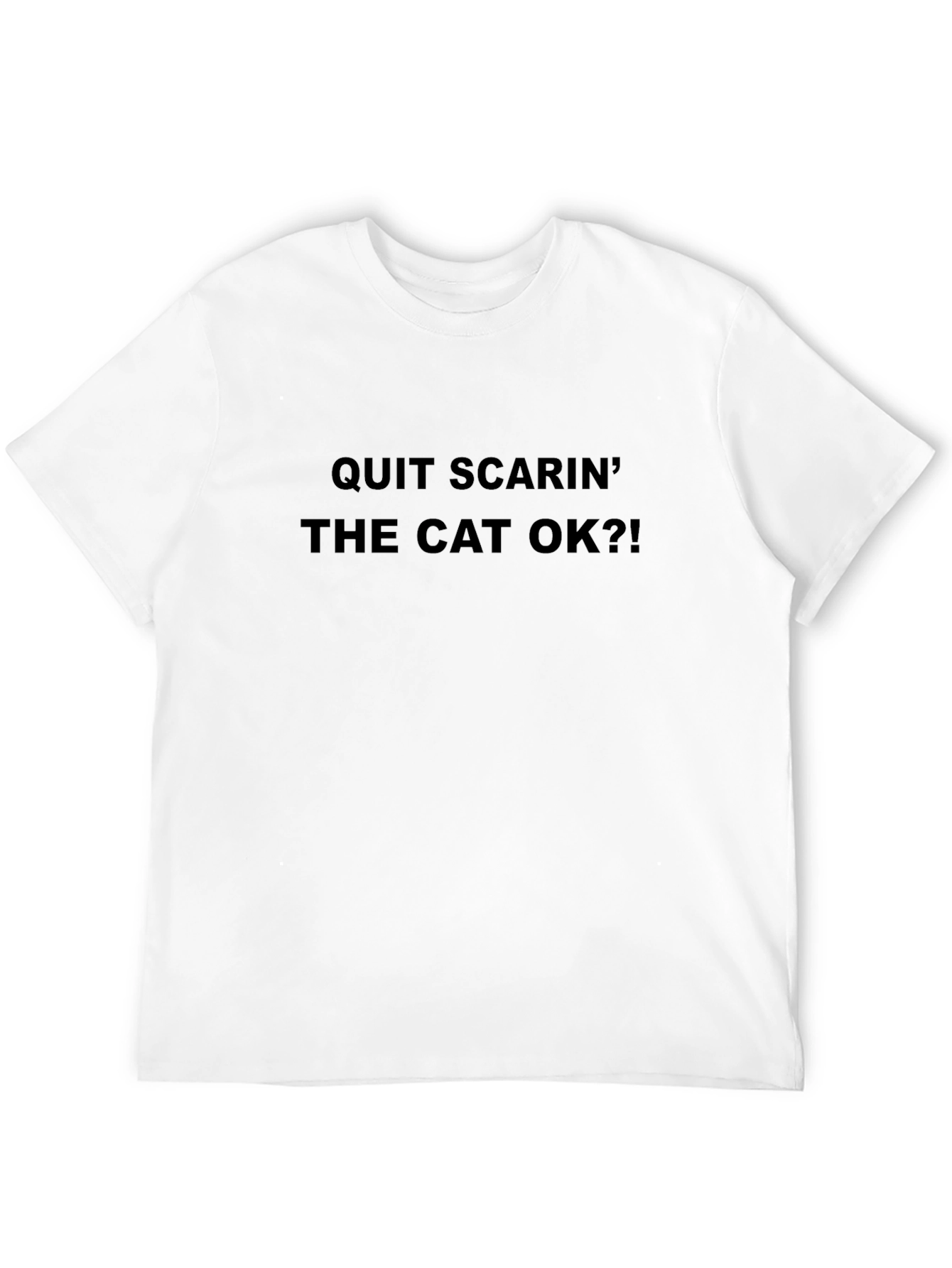 Quit Scarin the Cat OK?! Novelty Graphic Tee