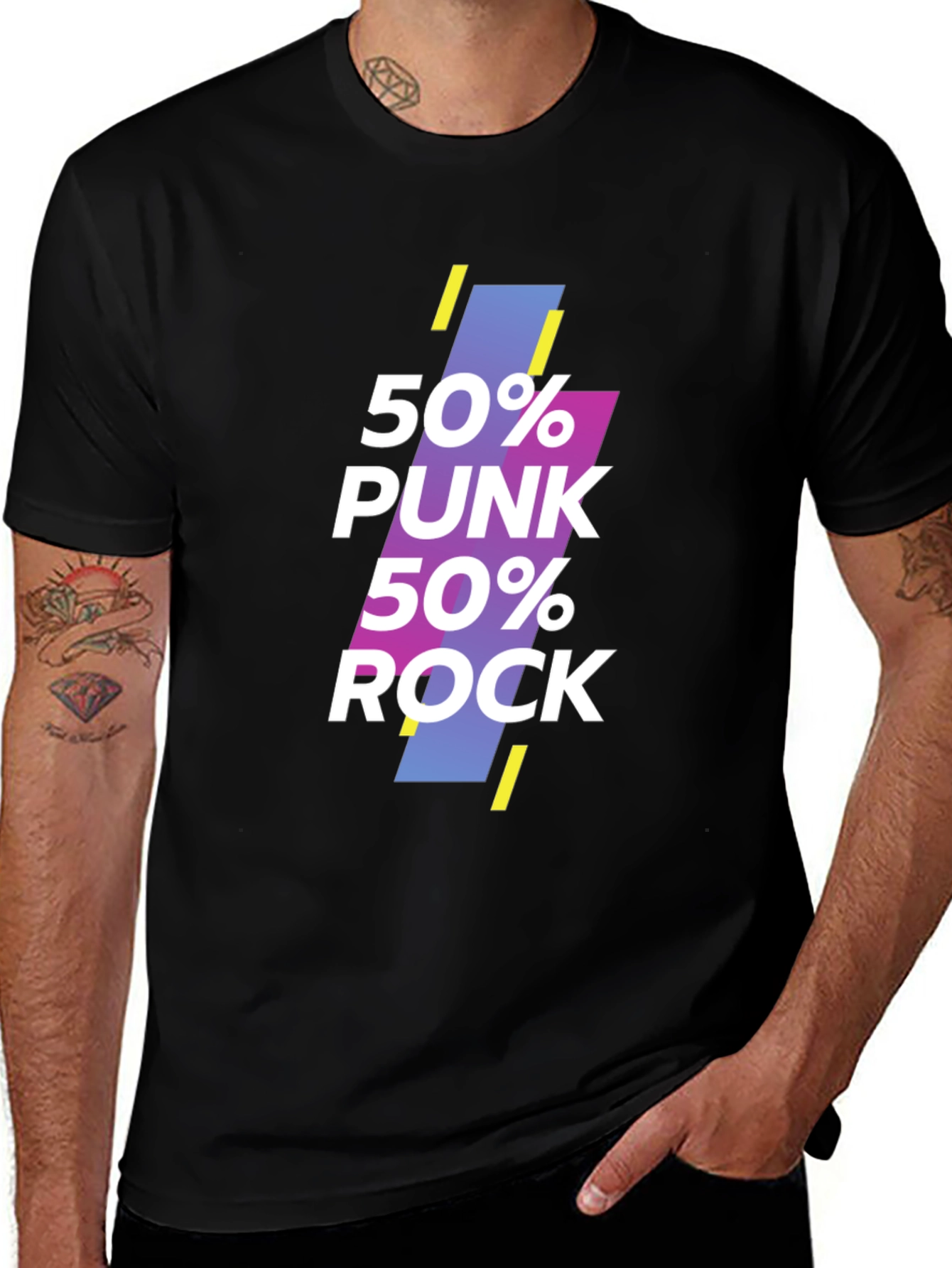 50% Punk 50% Rock Graphic Tee - Black Unisex T-Shirt