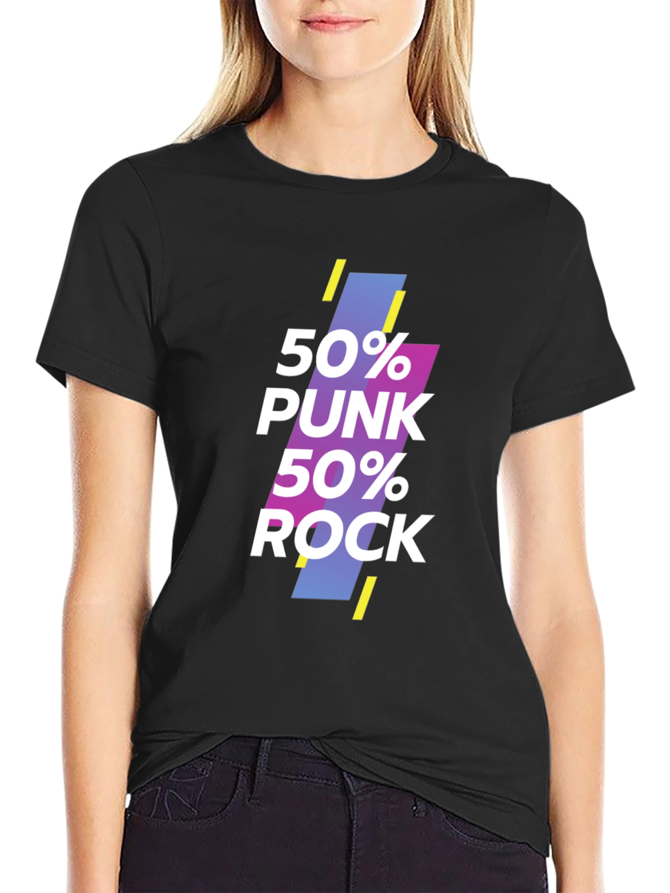 50% Punk 50% Rock Graphic Tee - Black Unisex T-Shirt