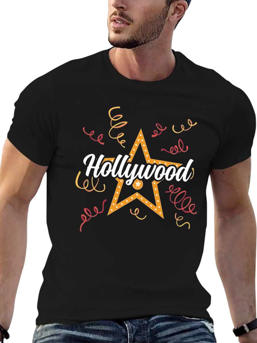 Hollywood Star Graphic Tee - Black