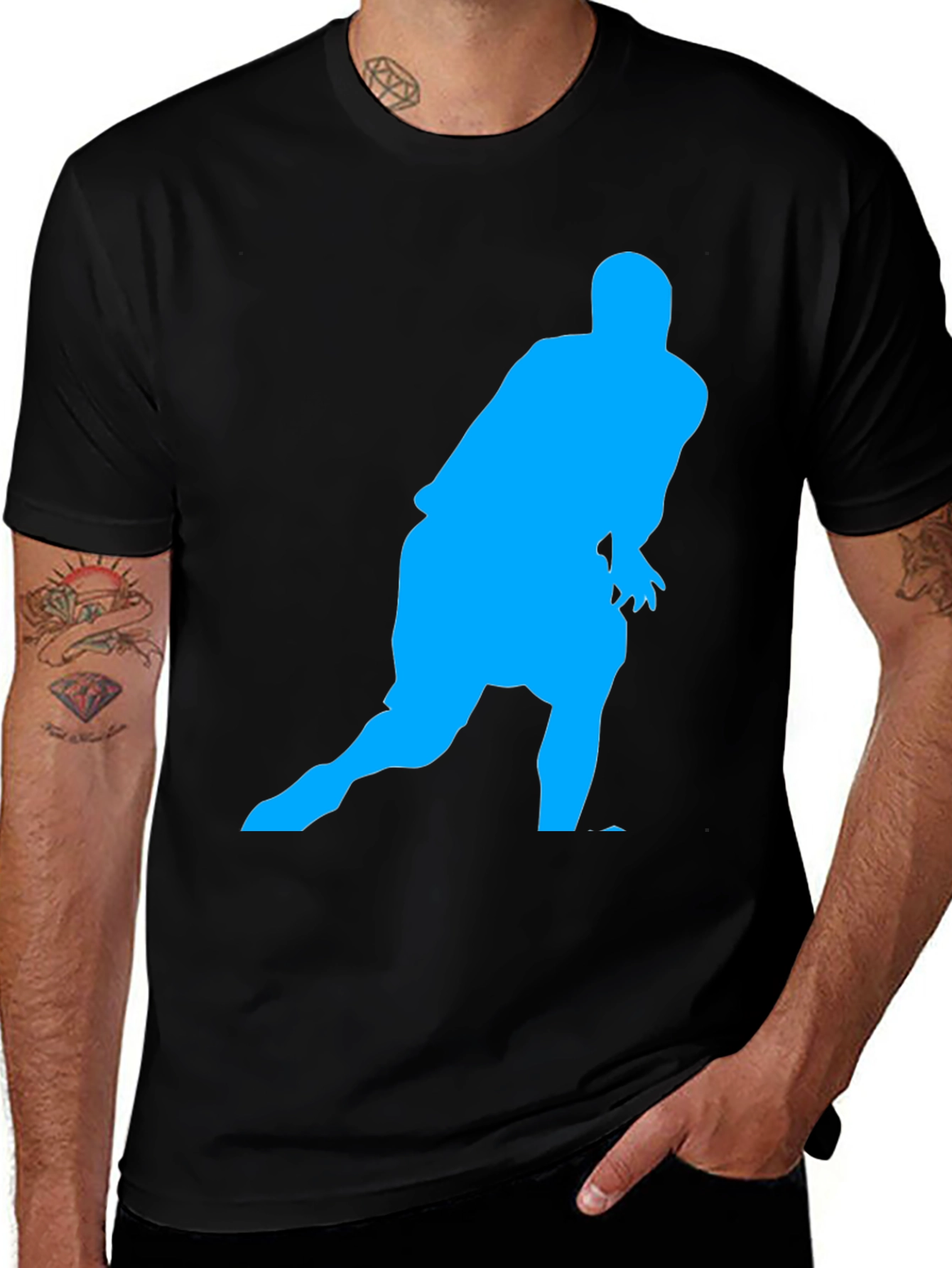 Athlete Silhouette Graphic Tee - Black Casual Shirt