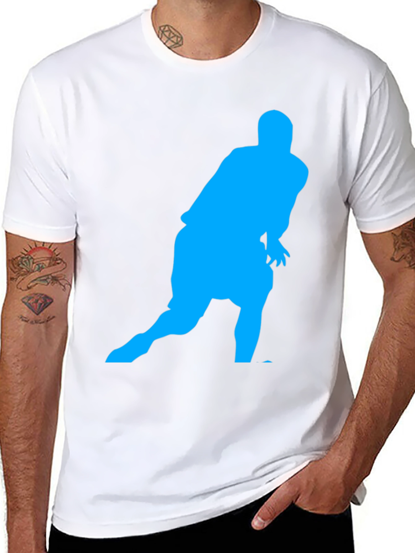 Athlete Silhouette Graphic Tee - Black Casual Shirt