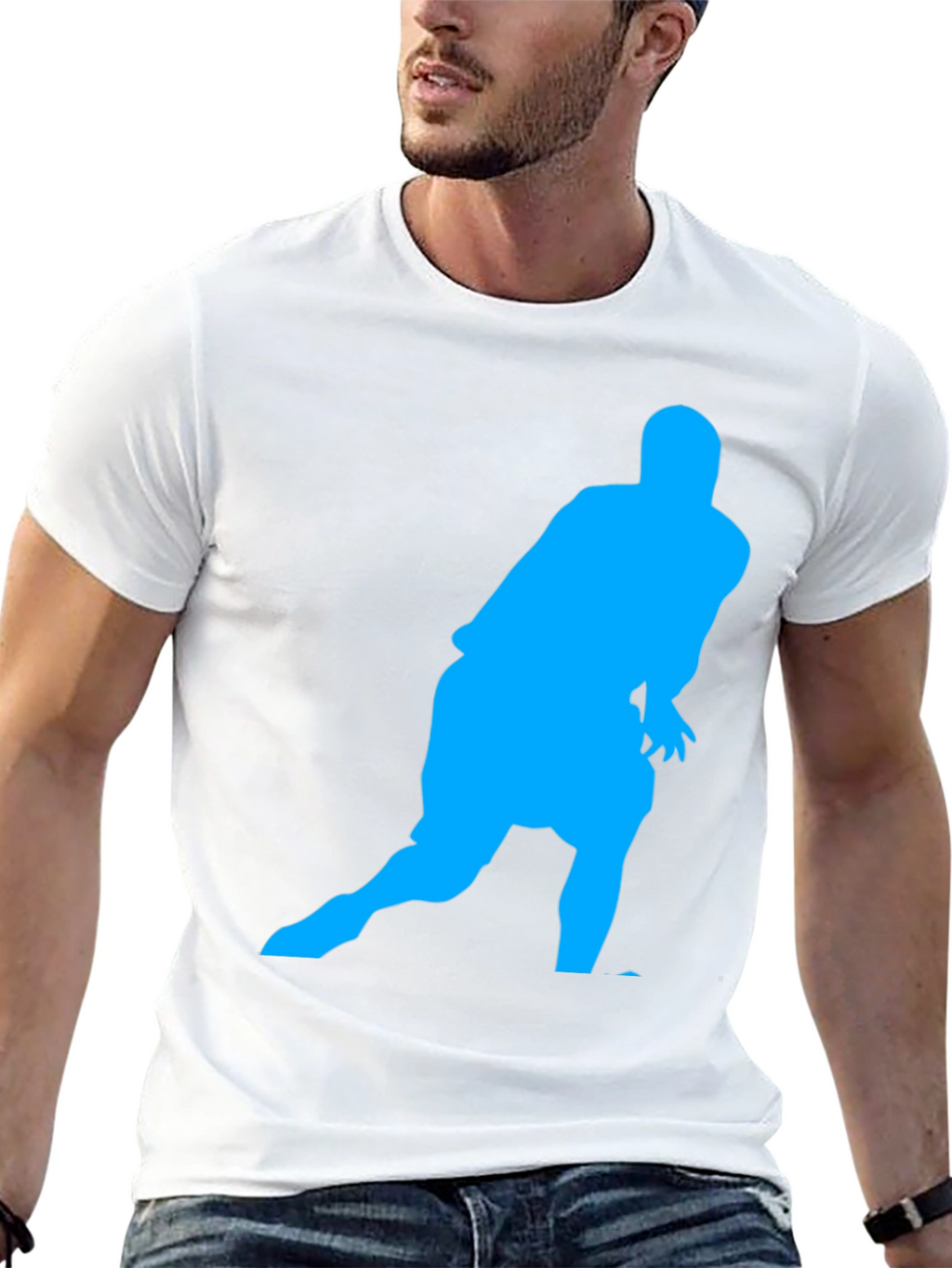 Athlete Silhouette Graphic Tee - Black Casual Shirt