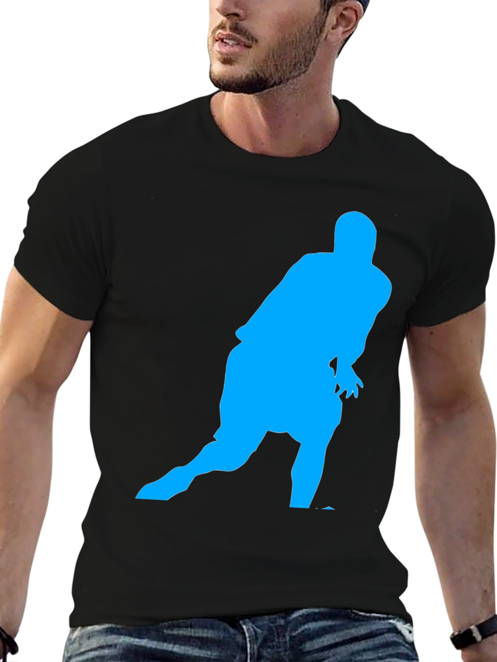 Athlete Silhouette Graphic Tee - Black Casual Shirt