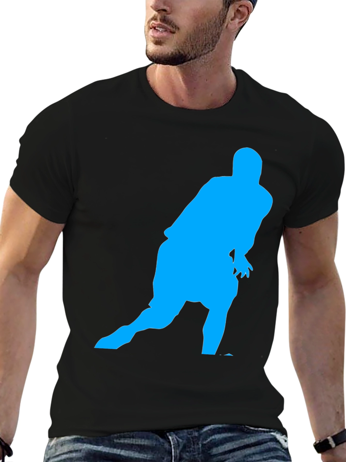 Athlete Silhouette Graphic Tee - Black Casual Shirt
