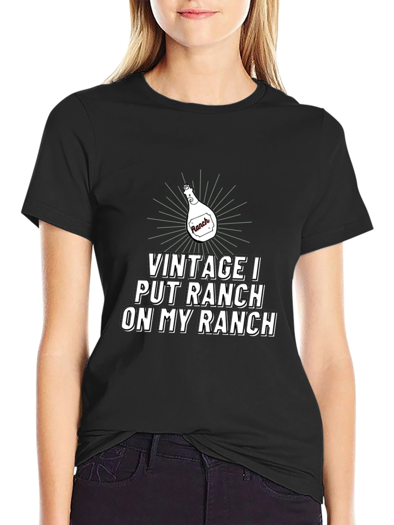 Vintage Ranch Dressing Graphic Tee - Black