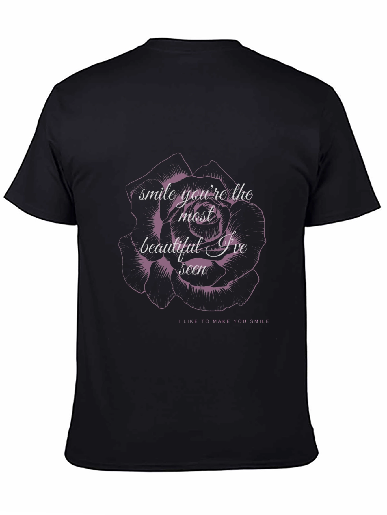 Floral Smile Graphic Tee - Comfortable Black T-Shirt
