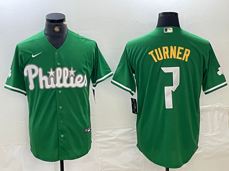 Men's Philadelphia Phillies Trea Turner #7 Green Replica Player Jerseys