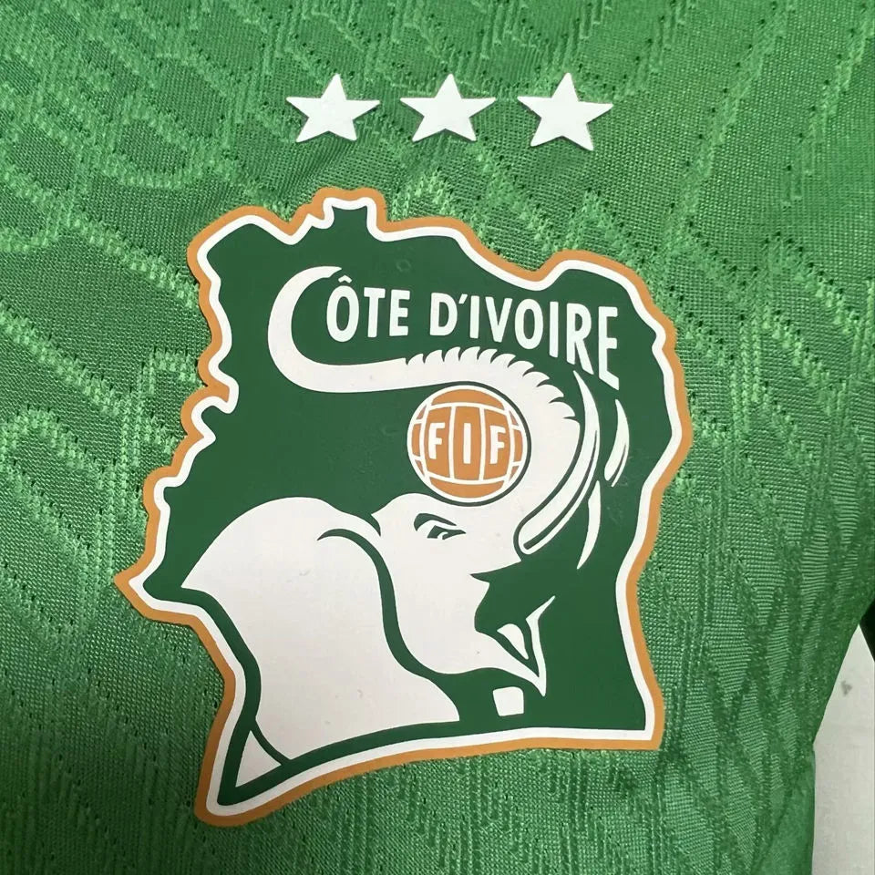 2024 Ivory Coast Home Green Player Version Jersey （3 stars 三星） Detail 1