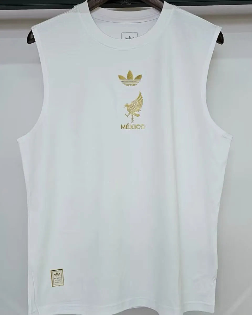 2025 Mexico White México de Oro Pure Cotton Vest Jersey Front
