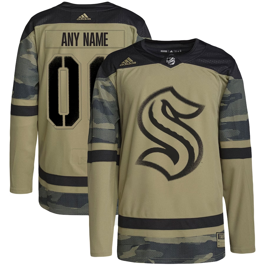 Men's Seattle Kraken Camo Military Appreciation Team Authentic Custom Practice Jerseys
