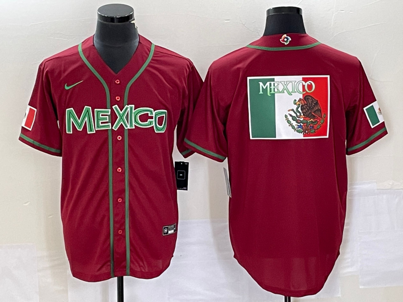 Men's 2023 World Baseball Classic Mexico Red Alternate Game Jerseys