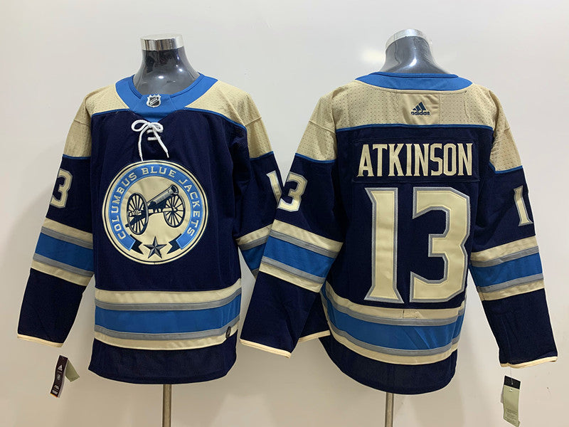Men's Columbus Blue Jackets Cam Atkinson #13 Navy Breakaway Player Jerseys