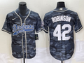 Men's Los Angeles Dodgers Jackie Robinson #42 Grey Camouflage Player Jerseys Joint Edition