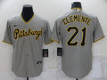 Men's Pittsburgh Pirates Roberto Clemente #21 Gray Replica Baseball Jerseys