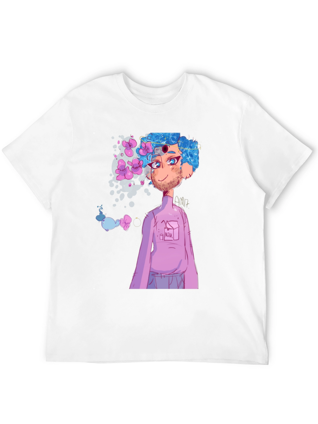 Black T-Shirt with Anime Character Graphic Print